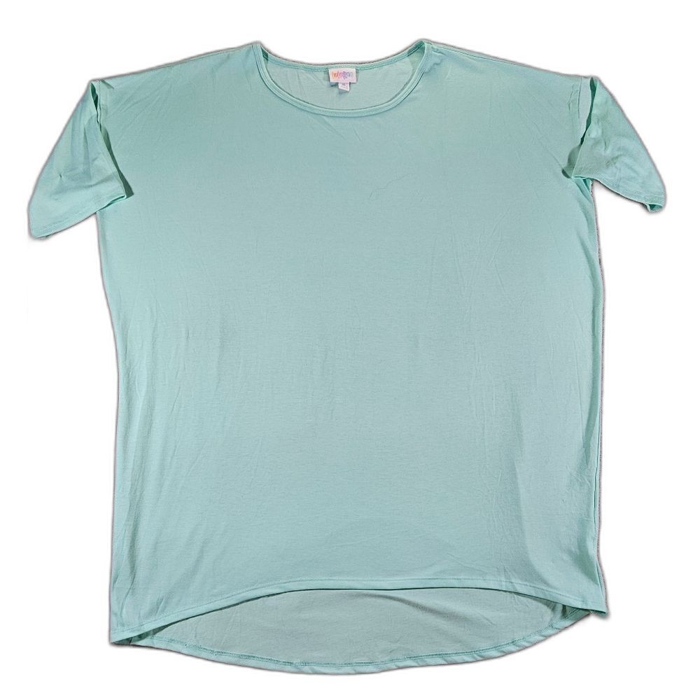 LULAROE Womens Crew neck Short Sleeved Oversized Teal/Light Blue Shirt. Size XL.